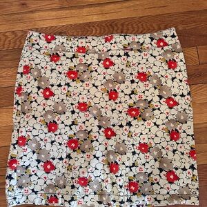 LOFT Floral Mini Skirt in Red and Neutral Tones
